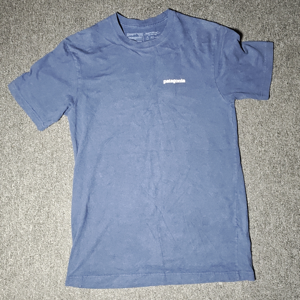Patagonia Responsibili-Tee Graphic Print Pocket Navy Men's Regular Fit T-Shirt S